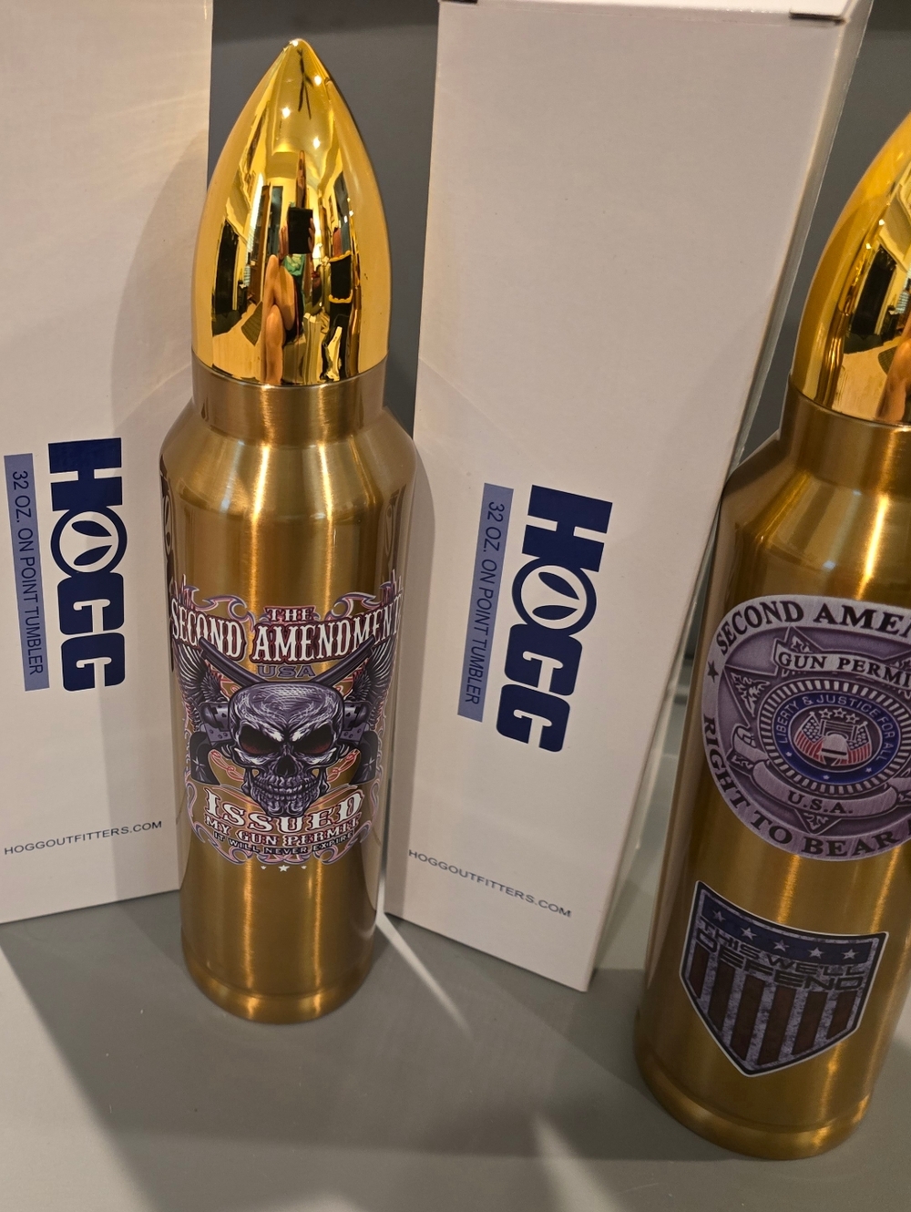 1-HOGG - 32 oz on Point Tumbler, 2nd Amenment SKULL or Shields, Price Is For 1